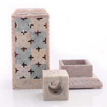 Load image into Gallery viewer, SAVON Stone Incense Stick Holder Palo Santo Holder with Cover 3 Parts tealight Stand Aromatherapy Plastic Free