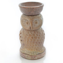 Load image into Gallery viewer, SAVON Stone Essential Oil Diffuser Owl tealight Stand Handmade Aromatherapy Non Electric Plastic Free