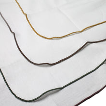 Load image into Gallery viewer, Cotton Cloth Table Napkin White 18x18 inch with Colored Border Trim Set of 8 Gold Green Brown Coffee
