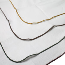 Load image into Gallery viewer, Cotton Cloth Table Napkin White 18x18 inch with Colored Border Trim Set of 8 Gold Green Brown Coffee