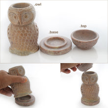 Load image into Gallery viewer, SAVON Stone Essential Oil Diffuser Owl tealight Stand Handmade Aromatherapy Non Electric Plastic Free
