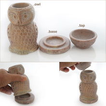Load image into Gallery viewer, SAVON Stone Essential Oil Diffuser Owl tealight Stand Handmade Aromatherapy Non Electric Plastic Free