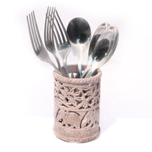 Load image into Gallery viewer, SAVON Stone caddy stand holder for bathroom kitchen utensils bar dining table outdoor 4" by 3" elephant