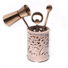 Load image into Gallery viewer, SAVON Stone caddy stand holder for bathroom kitchen utensils bar dining table outdoor 4" by 3" elephant