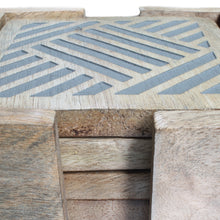 Load image into Gallery viewer, SAVON Wooden Coaster Set of 6 With Holder Square Geometric Lines Gray For Drinks Office Desk