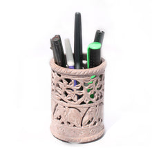 Load image into Gallery viewer, SAVON Stone caddy stand holder for bathroom kitchen utensils bar dining table outdoor 4" by 3" elephant