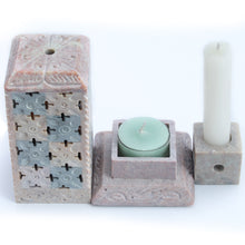 Load image into Gallery viewer, SAVON Stone Incense Stick Holder Palo Santo Holder with Cover 3 Parts tealight Stand Aromatherapy Plastic Free
