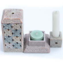 Load image into Gallery viewer, SAVON Stone Incense Stick Holder Palo Santo Holder with Cover 3 Parts tealight Stand Aromatherapy Plastic Free