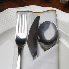 Load image into Gallery viewer, Cotton Cloth Table Napkin White 18x18 inch with Colored Border Trim Set of 8 Gold Green Brown Coffee