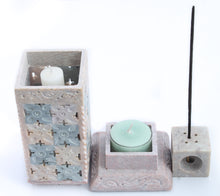 Load image into Gallery viewer, SAVON Stone Incense Stick Holder Palo Santo Holder with Cover 3 Parts tealight Stand Aromatherapy Plastic Free
