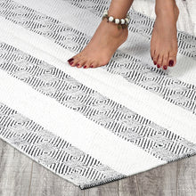 Load image into Gallery viewer, Cotton Flatweave Area Rug Woven Black And White Argyle 1160