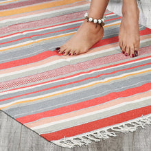 Load image into Gallery viewer, Cotton Flatweave Area Rug Woven Multi Color Stripes 1172