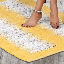 Load image into Gallery viewer, Cotton Flatweave Area Rug Woven Mustard Ikat Boho 1176