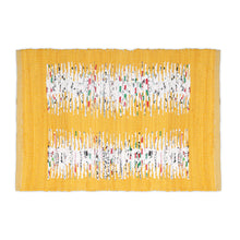 Load image into Gallery viewer, Cotton Flatweave Area Rug  Woven Mustard Ikat Boho 1176
