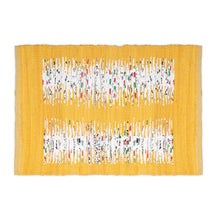 Load image into Gallery viewer, Cotton Flatweave Area Rug Woven Mustard Ikat Boho 1176