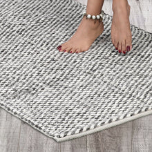 Load image into Gallery viewer, Hand Woven Wool Area Rug Woven Black and White Chevron 1192