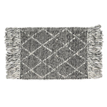 Load image into Gallery viewer, Hand Wool Area Rug Woven Black Gray Harlequin Frills 1196