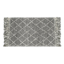 Load image into Gallery viewer, Hand Wool Area Rug Woven Black Gray Harlequin Frills 1196
