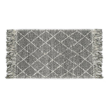 Load image into Gallery viewer, Hand Wool Area Rug Woven Black Gray Harlequin Frills 1196