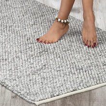 Load image into Gallery viewer, Hand Wool Area Rug Gray Woven Straw Weave Pattern 1200