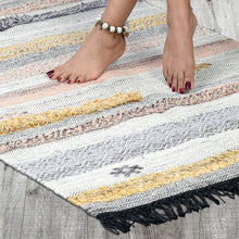 Load image into Gallery viewer, Hand Wool Area Rug Woven Stripes Gray Light Brown 1208