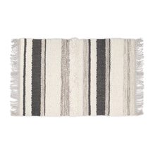 Load image into Gallery viewer, Hand Woven Wool Area Rug  Woven Gray White Stripes 1216
