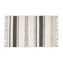 Load image into Gallery viewer, Hand Woven Wool Area Rug Woven Gray White Stripes 1216