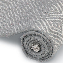 Load image into Gallery viewer, Cotton Flatweave Area Rug Woven Light Gray Argyle 1180
