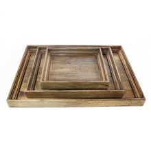 Load image into Gallery viewer, Extra Large Serving Tray Wooden Tea Coffee Breakfast 24 x 17 inches set of 3
