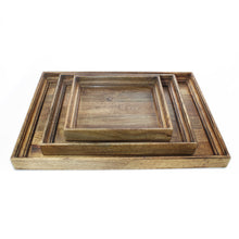 Load image into Gallery viewer, Extra Large Serving Tray Wooden Tea Coffee Breakfast 24 x 17 inches set of 3