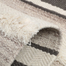 Load image into Gallery viewer, Hand Woven Wool Area Rug Woven Gray White Stripes 1216