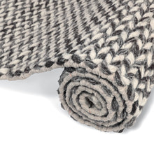 Load image into Gallery viewer, Hand Woven Wool Area Rug Woven Black and White Chevron 1192