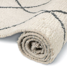 Load image into Gallery viewer, Hand Woven Wool Area Rug Woven Harlequin White Black 1228