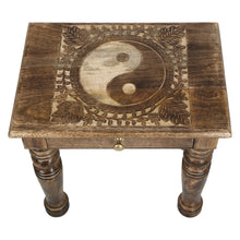 Load image into Gallery viewer, Wooden Side end Table Square yin yang Carved