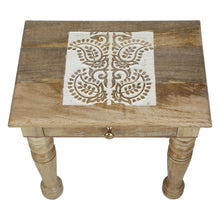 Load image into Gallery viewer, Wooden Side end Table Square White Paisely Carved
