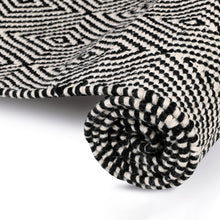 Load image into Gallery viewer, Cotton Flatweave Area Rug Woven Black and White Argyle 1184
