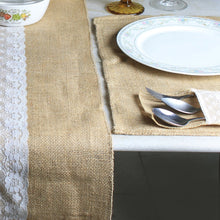 Load image into Gallery viewer, Jute Table Runner with 6 Table Mats 6 Cutlery Holders Rustic 13 Piece Set