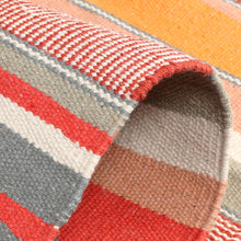 Load image into Gallery viewer, Cotton Flatweave Area Rug Woven Multi Color Stripes 1172
