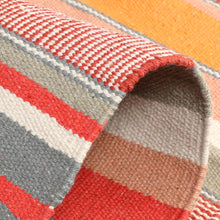 Load image into Gallery viewer, Cotton Flatweave Area Rug Woven Multi Color Stripes 1172