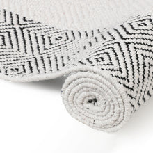 Load image into Gallery viewer, Cotton Flatweave Area Rug Woven Black And White Argyle 1160
