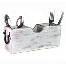 Load image into Gallery viewer, White Silverware Holder Caddy Wood (3 compartments)
