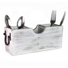 Load image into Gallery viewer, White Silverware Holder Caddy Wood (3 compartments)