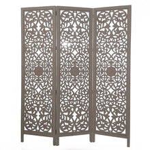 Load image into Gallery viewer, Wooden Room Divider Partition Gray 3 Panels Foldable 6 x 5 Feet
