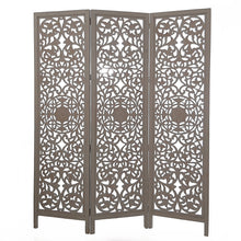 Load image into Gallery viewer, Wooden Room Divider Partition Gray 3 Panels Foldable 6 x 5 Feet