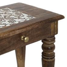Load image into Gallery viewer, Wooden Side end Table Square White Flowers Carved