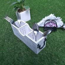 Load image into Gallery viewer, White Silverware Holder Caddy Wood (3 compartments)