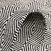Load image into Gallery viewer, Cotton Flatweave Area Rug Woven Black and White Argyle 1184