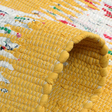 Load image into Gallery viewer, Cotton Flatweave Area Rug Woven Mustard Ikat Boho 1176