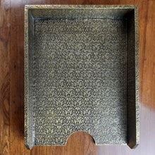 Load image into Gallery viewer, Paper Tray Black Golden Fleur De Lis Wood Letter Size Home Office Desk Tray