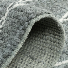 Load image into Gallery viewer, Hand Woven Wool Area Rug Harlequin Gray White 1236